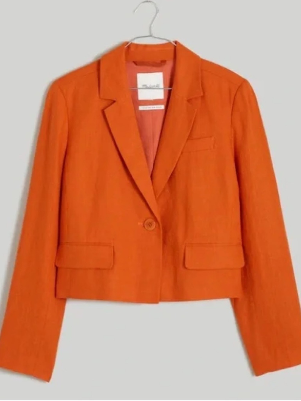 Women's Orange Cropped Blazer Jacket madewell medium - Picture 14 of 15